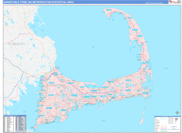 Barnstable Town Metro Area Digital Map Color Cast Style